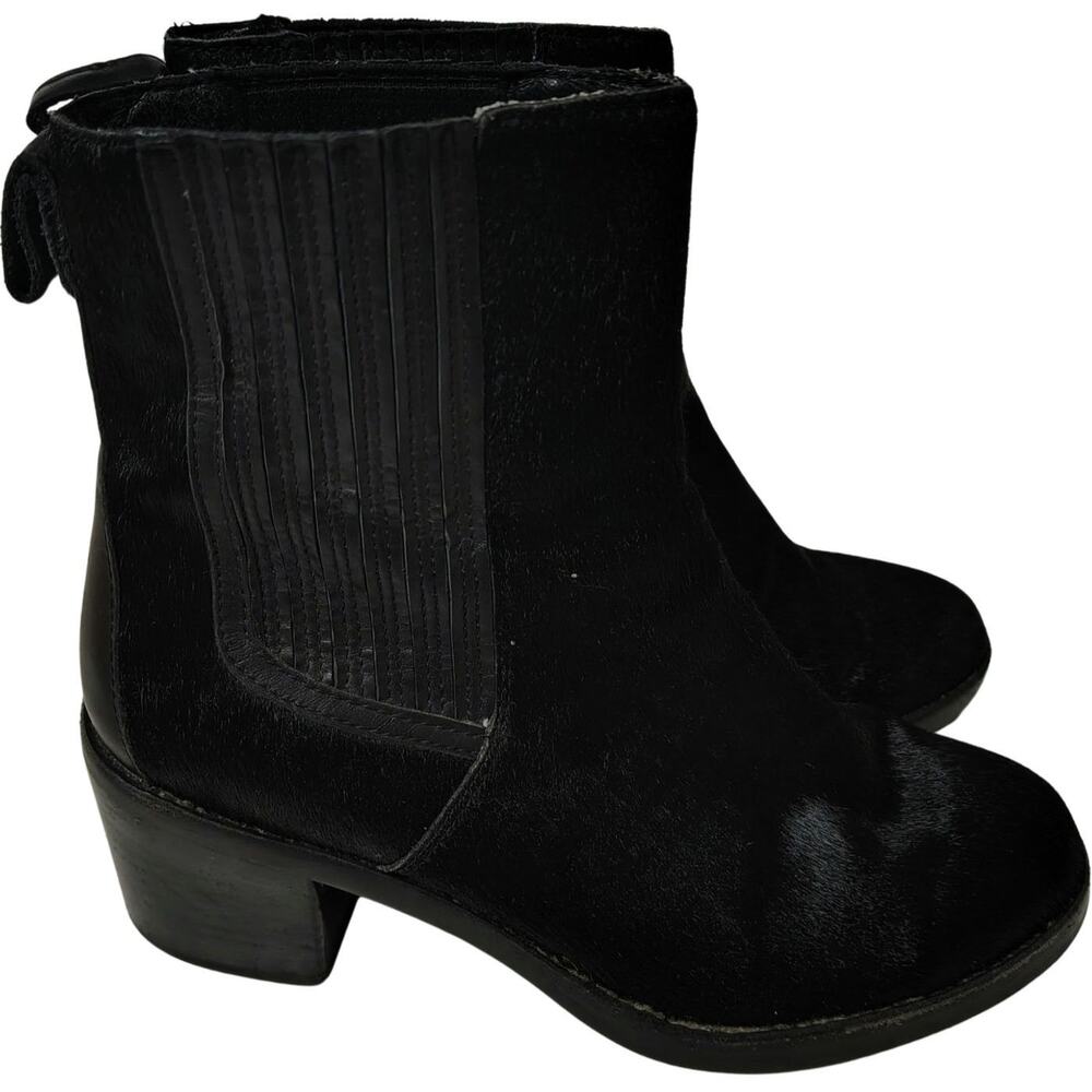 UGG Black Camden Exotic Calf Hair Leather High Heel Womens Ankle Booties Size 7
